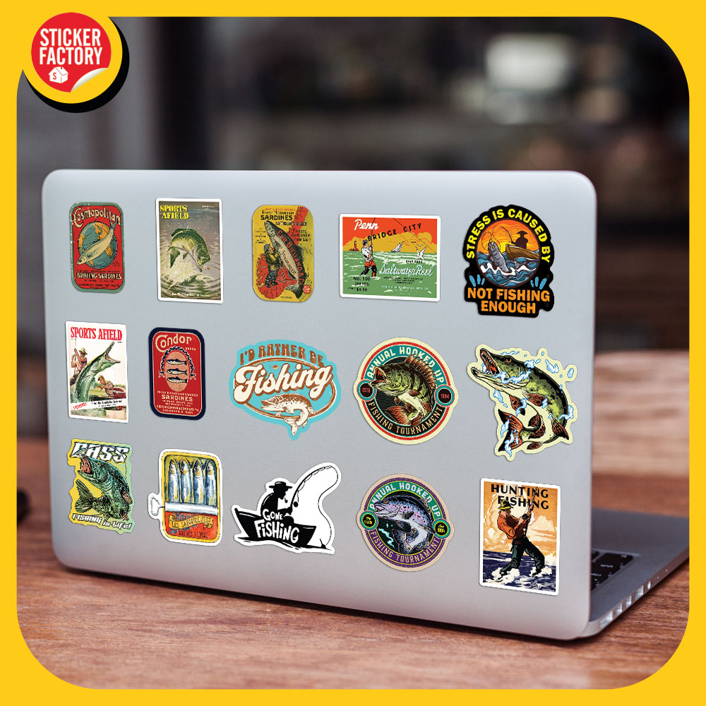 Fishing - Set 100 sticker decal hình dán dễ thương - STICKER FACTORY