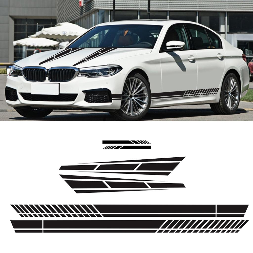 6PCS Long Stripe Graphics Car Racing Side Body Hood Mirror Decals
