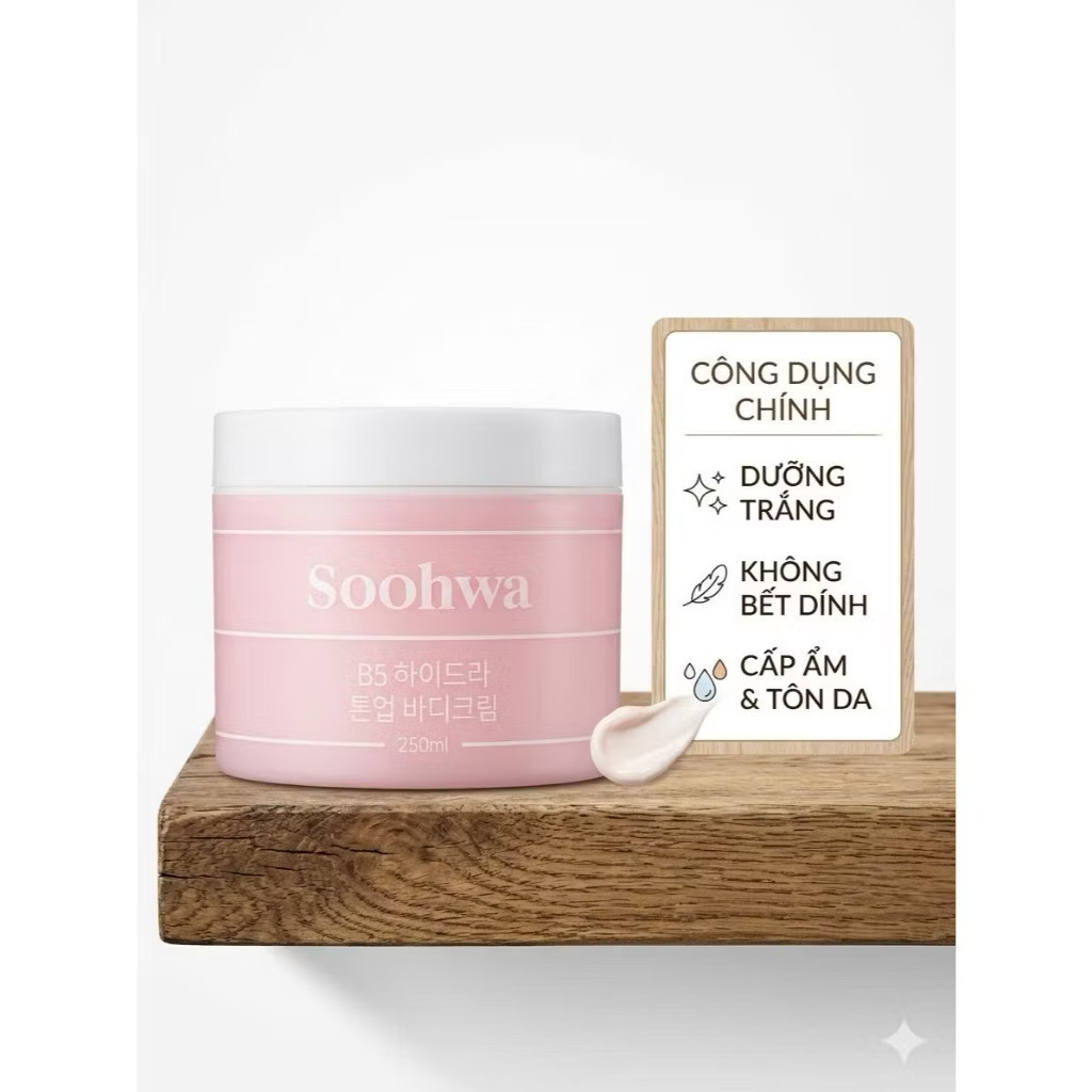 Kem body SOOHWA B5 Hydra Tone Up Body Cream, 250ml Hàn Quốc hạn 2029