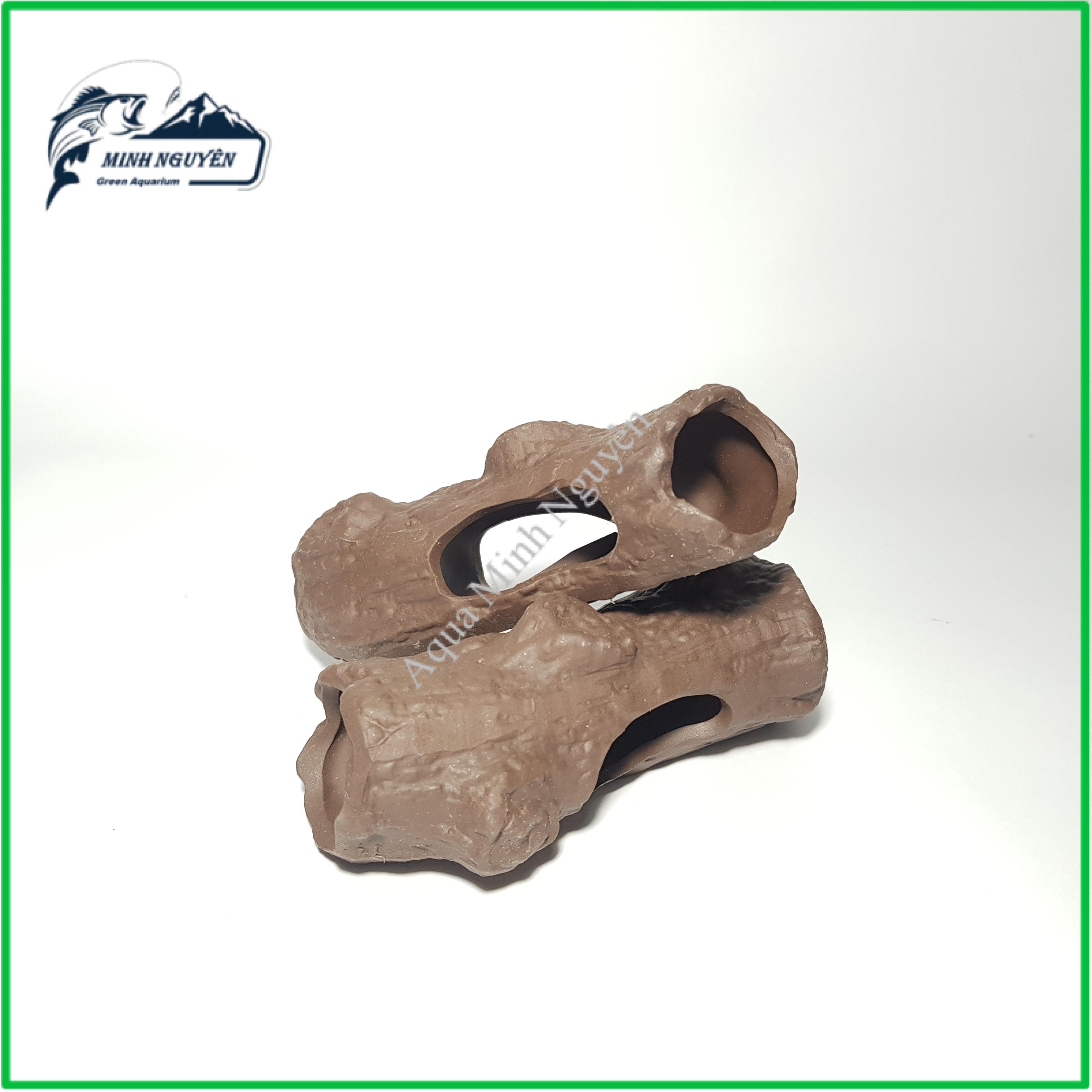 Hang Tép Khúc Cây Lỗ - Đồ chơi tép Hang Tép bằng gốm trang trí bể tép cảnh cá cảnh thủy sinh cao cấp