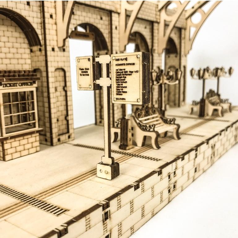 Harry Potter Mô hình lắp ráp Nhà Ga 9 3/4 Ngã Tư Vua - Mô hình gỗ chuyển động trang trí tết, quà tặng năm mới 2022