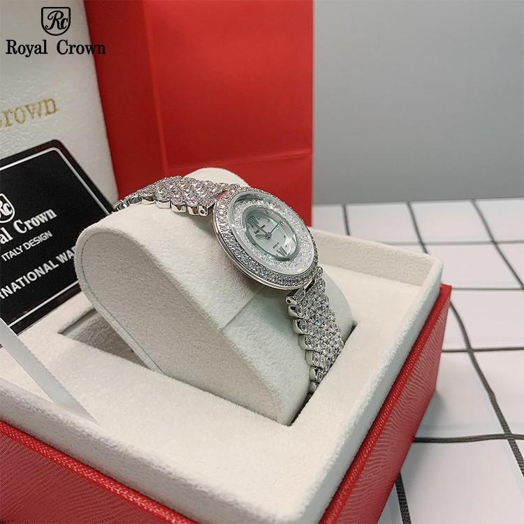 Đồng Hồ Nữ Chính Hãng Dây Kim Loại Đính Đá Royal Crown 2606 Jewelry Chống Nước Chống Xước