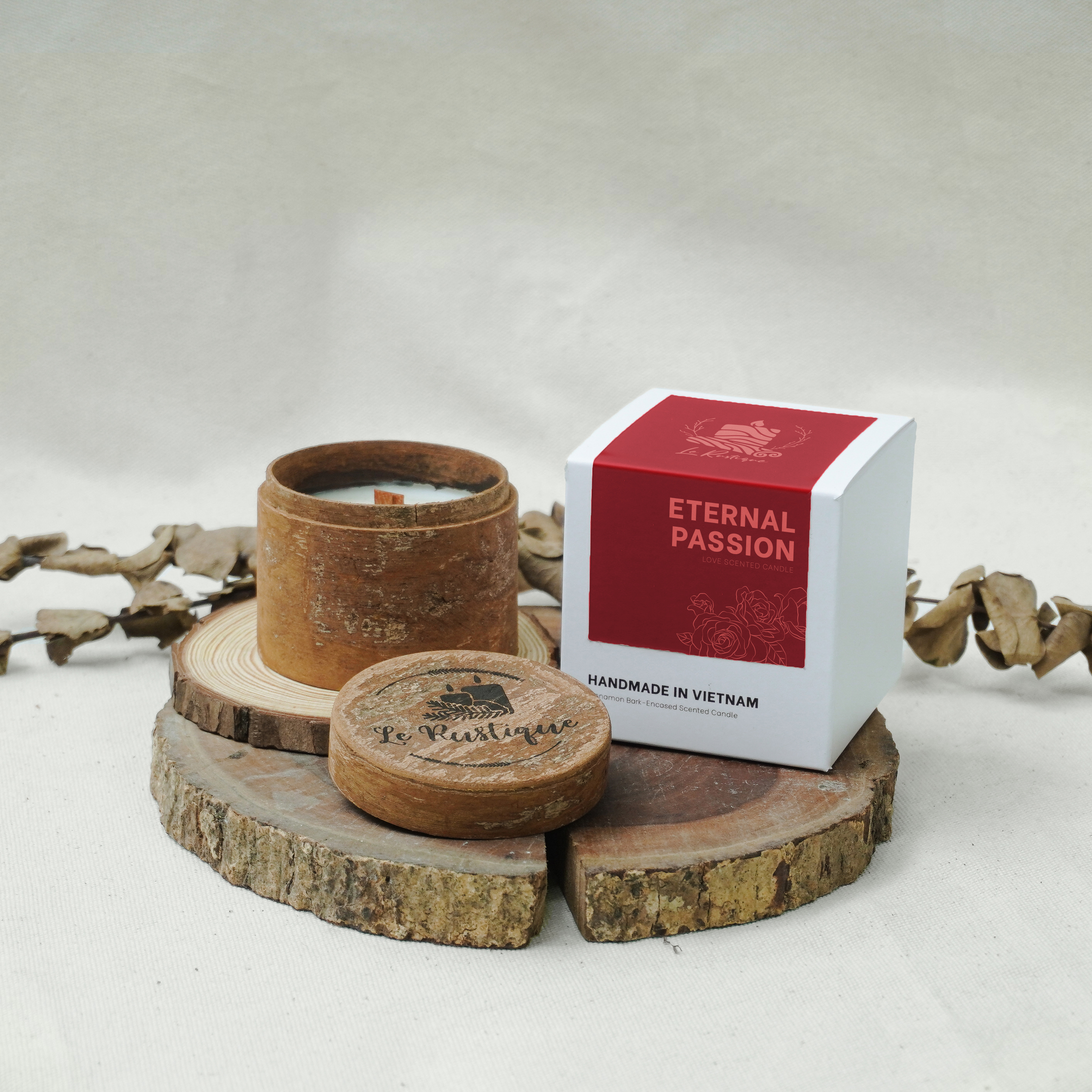 Nến Thơm Thủ Công Le Rustique Mùi Yêu Thương - 100g/ 200g - Hũ Nến Vỏ Quế Tự Nhiên - Nến Thơm Thư Giãn Trị Liệu - Nến Thơm Thiên Nhiên