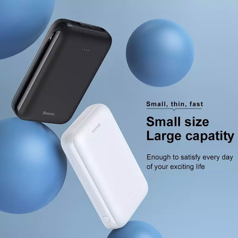 Pin dự phòng 02 cổng USB  - 10000mAh cho iPhone/ Smartphone/ Tablet -  Baseus Mini JA Power Bank X10 - Hàng Chính Hãng