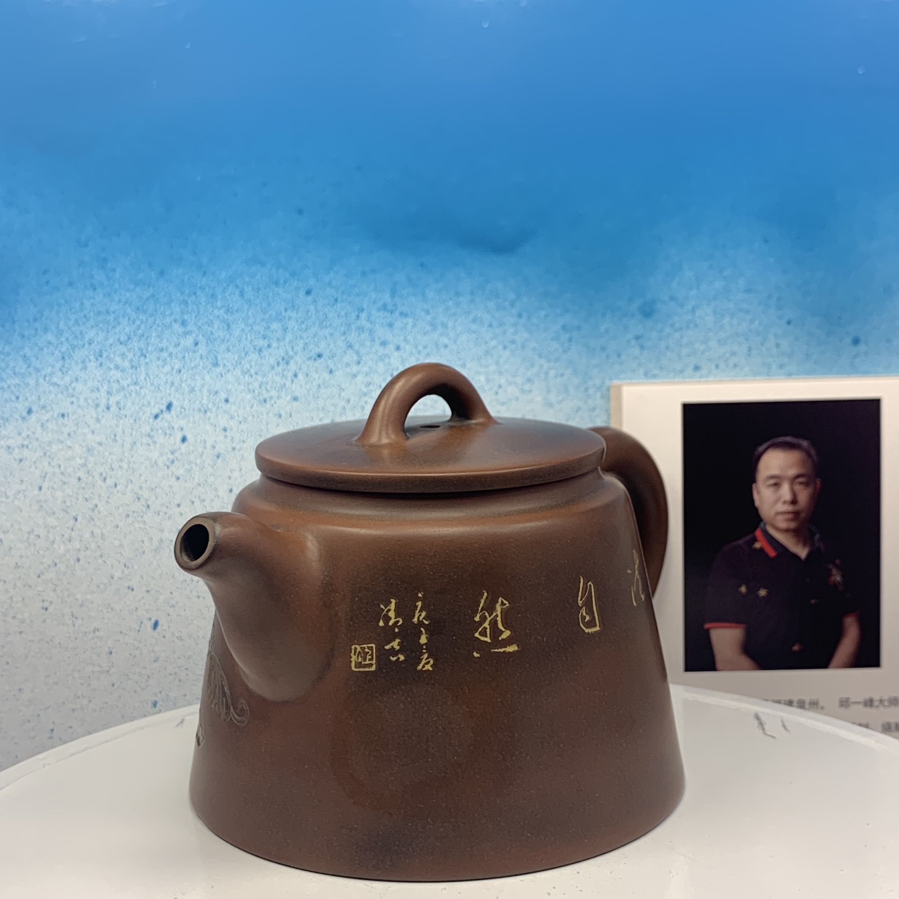 Ấm trà tĩnh lan nhất vị thiền trà, gốm thô nguyên bản, nê hưng khâm châu, chế tác thủ công, hoạ tiết khắc tay