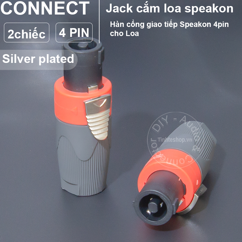 Giắc loa đực 4pin nhân đồng mạ bạc 2 chiếc - Speakon 4pin speaker jack