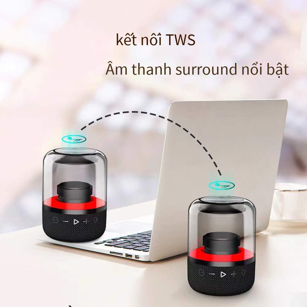 Giao hàng nhanh Loa bluetooth thông minh AI với chất lượng âm thanh cao và công suất cao có thể được kết nối nối tiếp với loa siêu trầm loa để bàn bằng kính nhiều màu sắc ánh sáng