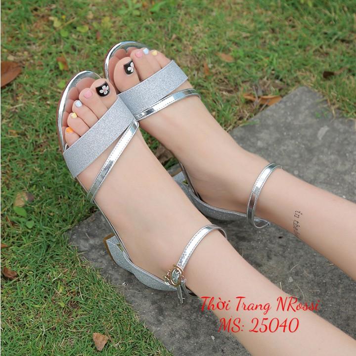 Giày sandal cao gót ánh kim màu vàng đồng size lớn 40 41 42 43 44