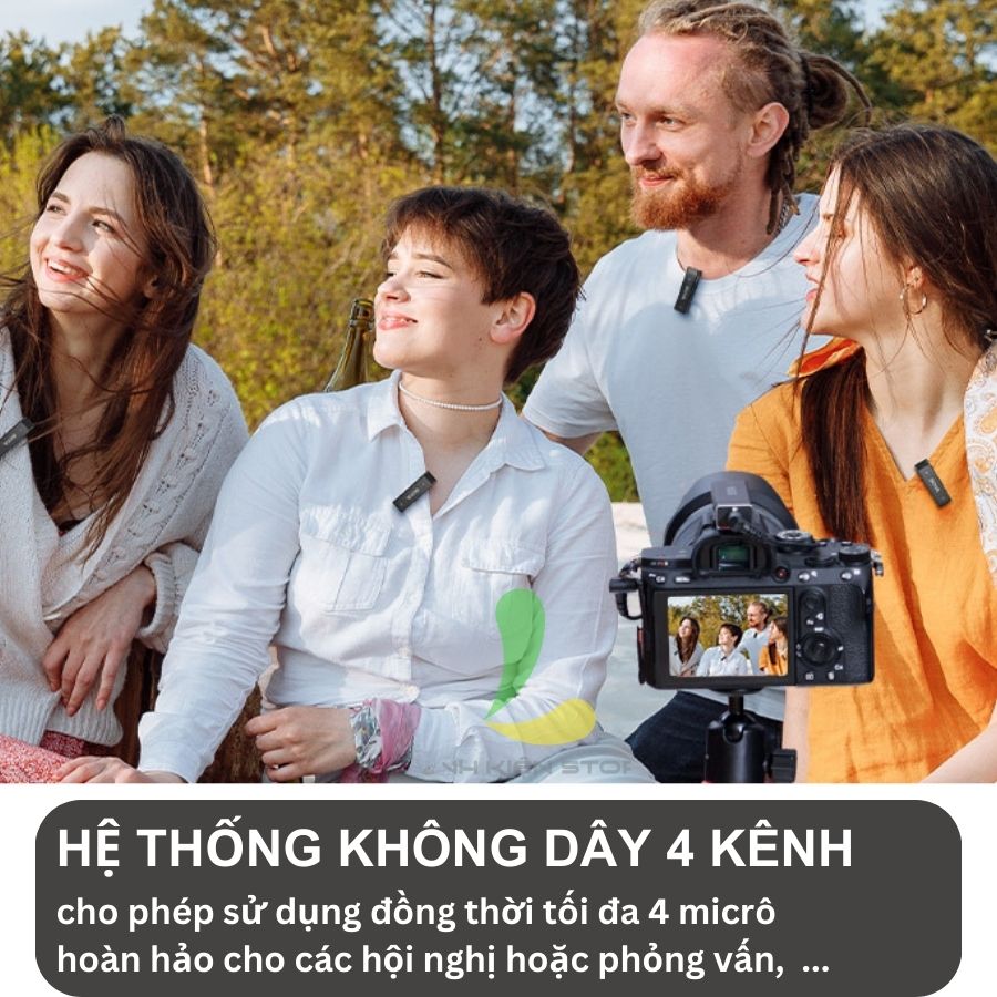 Micro thu âm không dây BOYA BY-W4 - Micro ghi âm với 4 bộ phát tín hiệu cho máy quay phim DSLR, điện thoại, máy tính - Hàng nhập khẩu