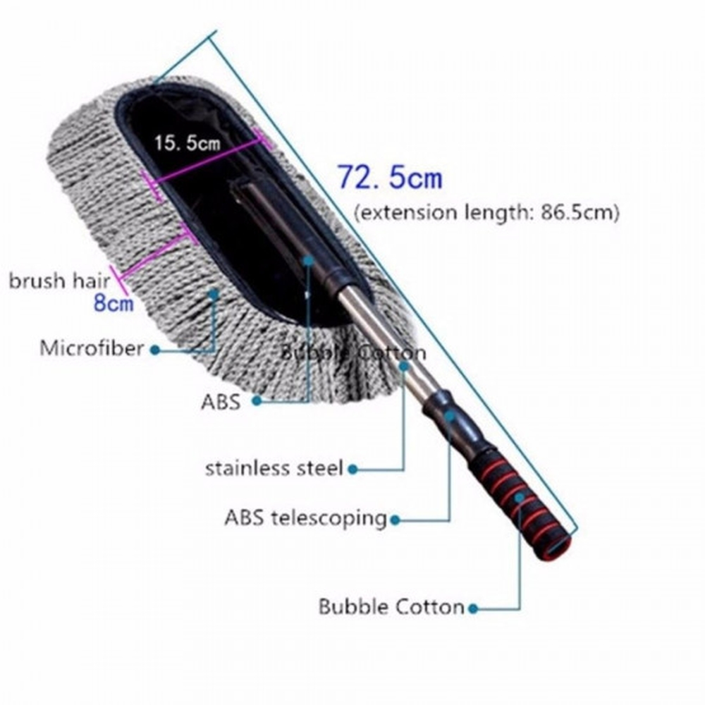 Chổi Lau Xe Hơi Sợi Nano Siêu Mịn Cán Dài, Thiết Kế Tiện Dụng, Cán Có Thể Thay Đổi Chiều Dài Làm Sạch Các Vị Trí Góc Cạnh Trên Xe Hơi, Dễ Sử Dụng, Sợi Vải Nano Giữ Các Chất Bẩn Đem Lại Bề Mặt Sạch Bóng, Tay Cầm Êm, Chắc Chắn, Đa Năng, Có Thể Sử Dụng Làm Sạch Ở Các Không Gian Khác Nhau