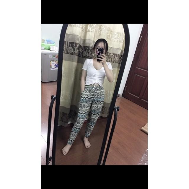 Quần bom lanh thổ cẩm, bo gấu, có size