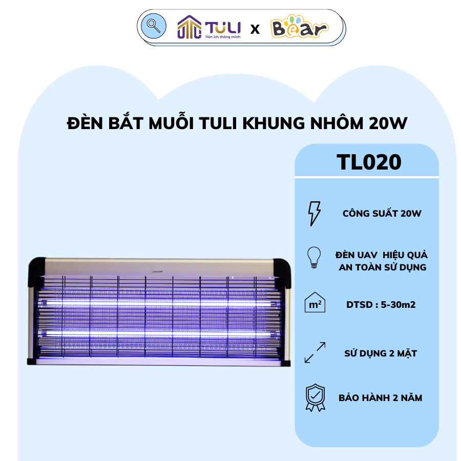 Đèn Máy Bắt Muỗi Thông Minh Cao Cấp TULI , Công Suất 20/30/40W Thu Hút Diệt Đuổi Côn Trùng, kiến ba khoan, Bh 2 năm, Gia dụng TuLi