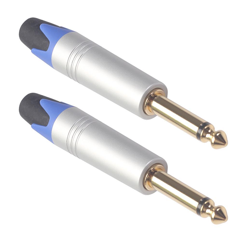 2PCS 1/4'' Male Mono Audio Jack Plug Microphone Guitar Connector Accessory