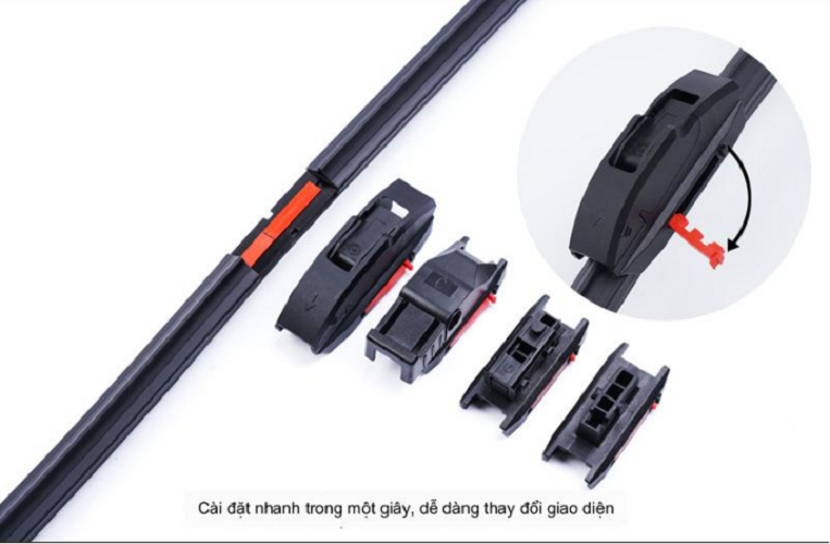 Bộ 2 Thanh Gạt Mưa Không Xương Siêu Sạch Với 2 Lưỡi Cao Su Tích hợp DualClean Germany 22 inch/550mm