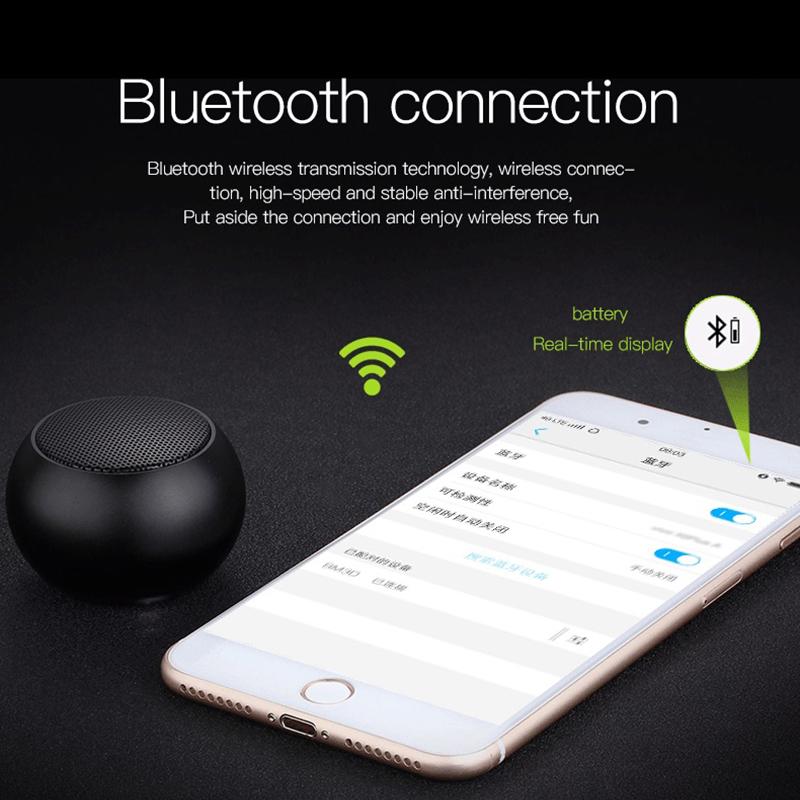 Loa Bluetooth Không Dây TWS Handfree Di Động Loa Nhỏ Loa Bass Hộp Âm Thanh Mini Hộp Âm Thanh Kim Loại Color: Gold