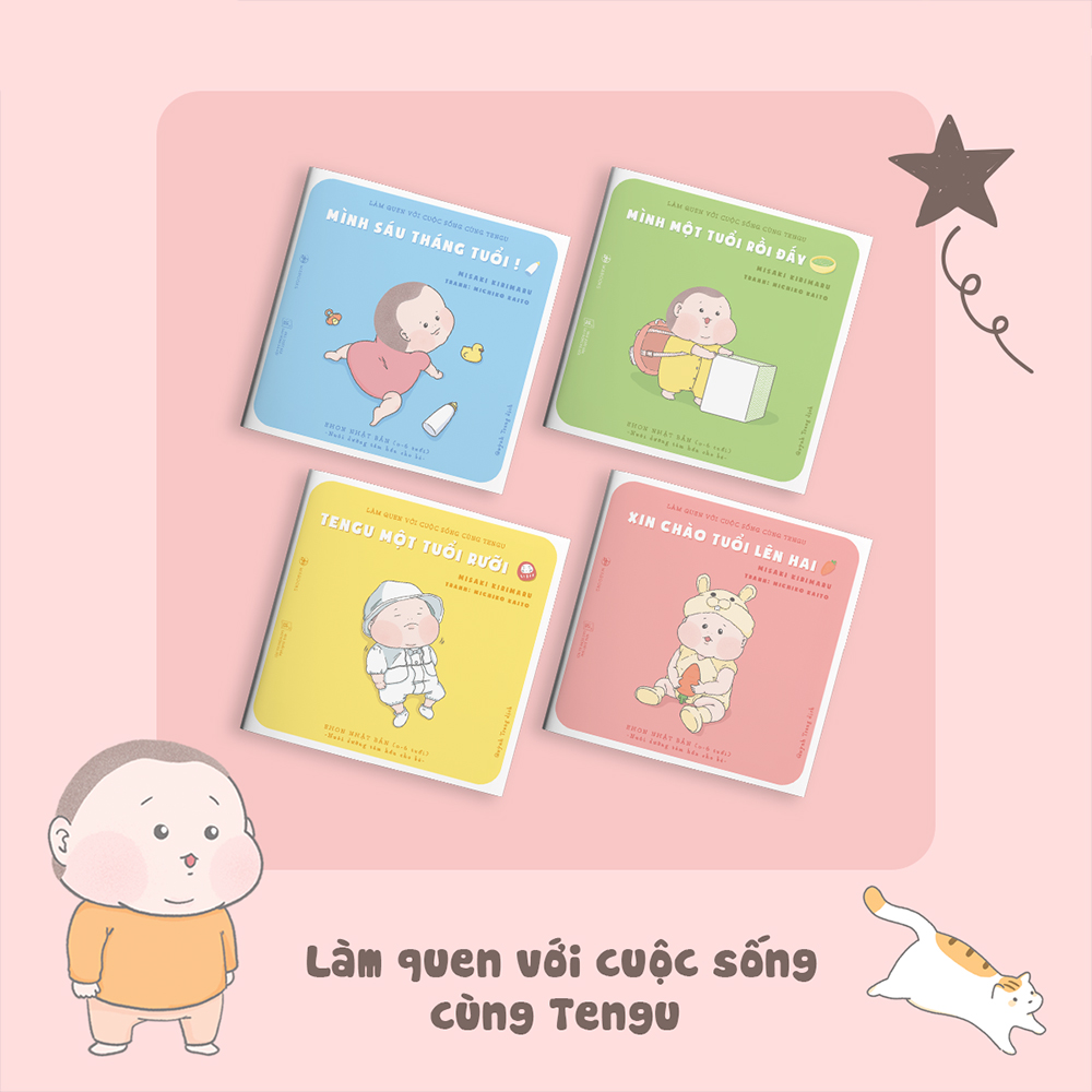 Combo 4 cuốn truyện tranh Ehon Nhật Bản - Làm quen với cuộc sống cùng Tengu - Dành cho trẻ từ 0 - 2 tuổi
