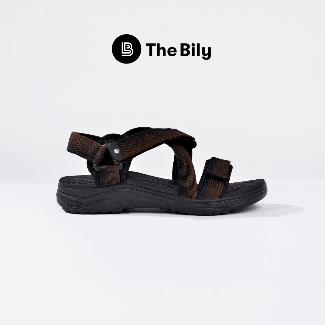 Giày Sandal Nam The Bily Quai Chéo Đôi - Nâu Thổ Cẩm BL02NTC