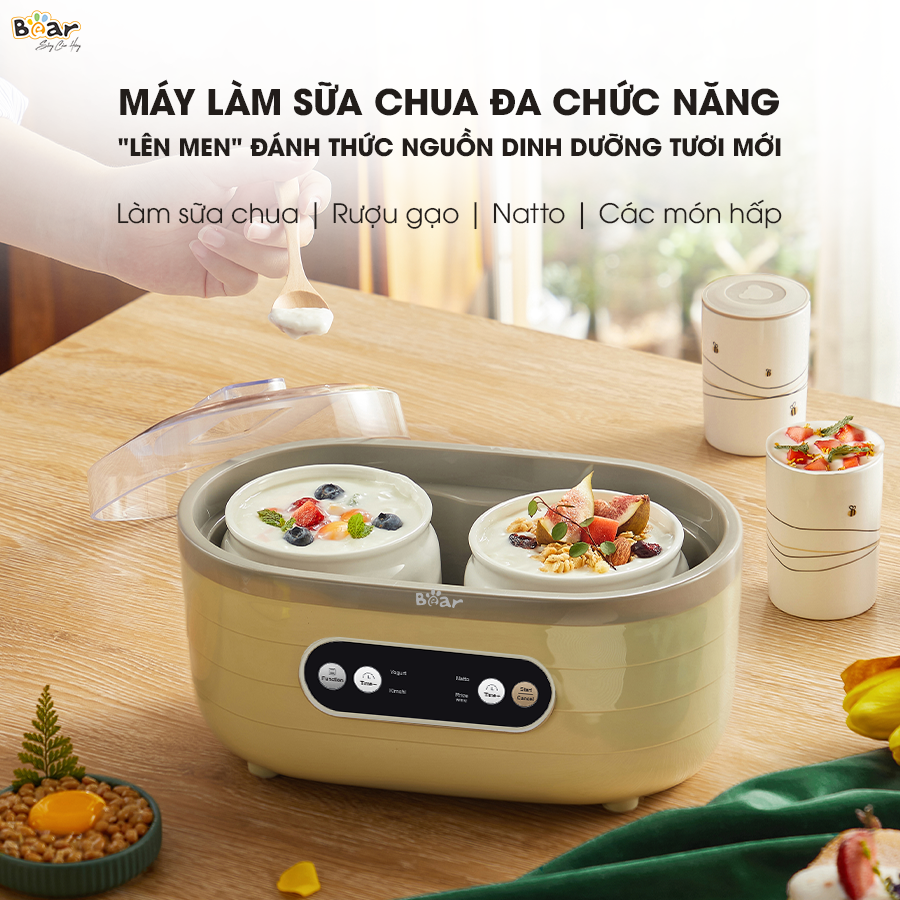 Máy Làm Sữa Chua Bear 1,7L Đa Chức Năng Lên Men Tự Động Tiết Kiệm Thời Gian Đảm Bảo An Toàn Vệ Sinh Thực Phẩm SB-SC10C HÀNG CHÍNH HÃNG