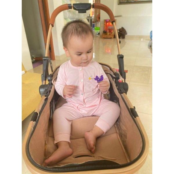 Bộ dài tay cài thẳng Astar vải sợi tre mềm mịn cho bé