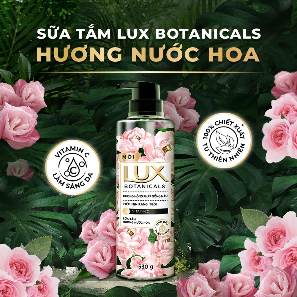 Combo Sữa Tắm Lux Botanical Hương Nước Hoa Hồng Pháp Nồng Nàn Hương Nước Hoa Cao Cấp Sáng Mịn Rạng Ngời 570G X2