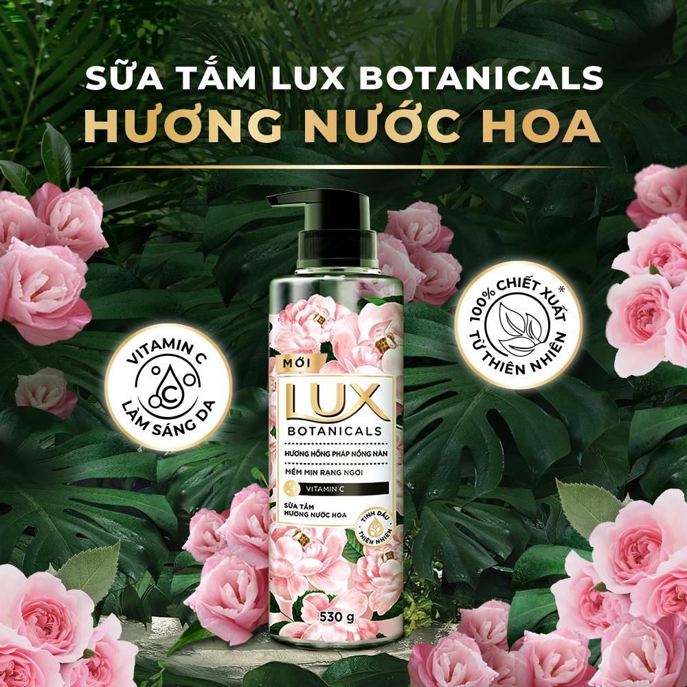 Combo Sữa Tắm Lux Botanical Hương Nước Hoa Hồng Pháp Nồng Nàn Hương Nước Hoa Cao Cấp Sáng Mịn Rạng Ngời 540G X2