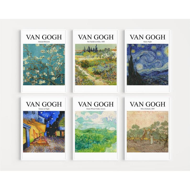 Bộ 6 tranh Van gogh hiện đại tranh treo tường có đinh móc tặng kèm