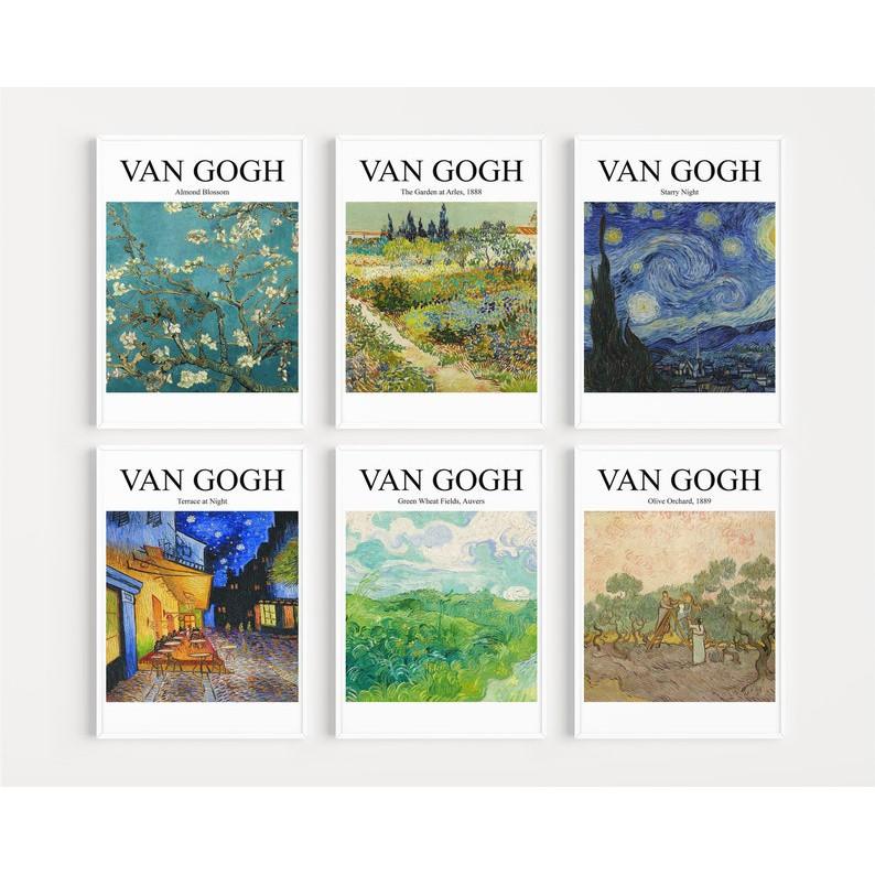 bộ 6 tranh Van gogh hiện đại tranh treo tường có đinh móc tặng kèm