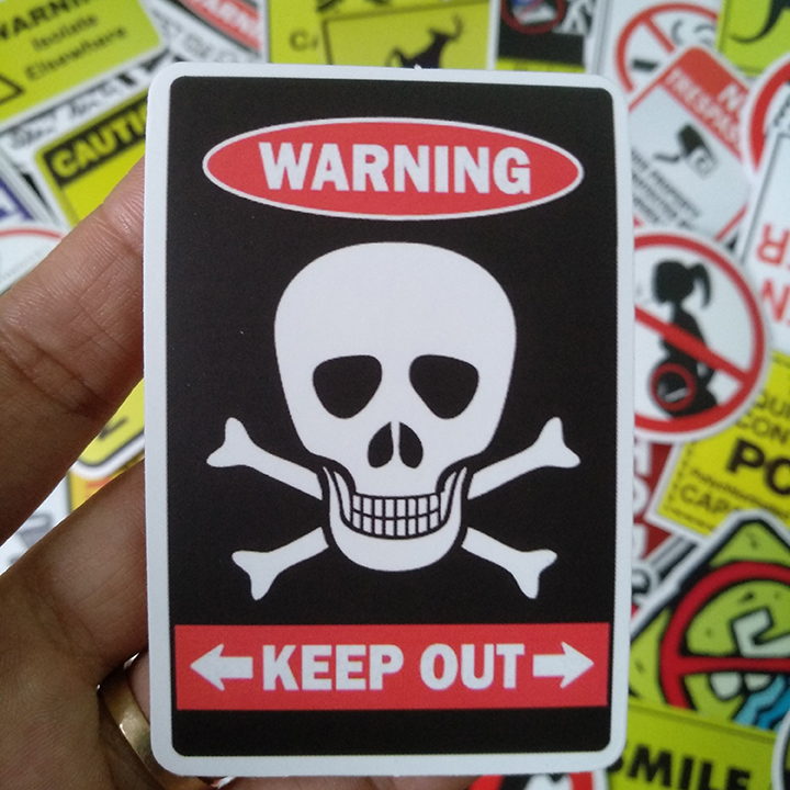 Bộ Sticker dán cao cấp chủ đề WARNING - Dùng dán Xe, dán mũ bảo hiểm, dán Laptop