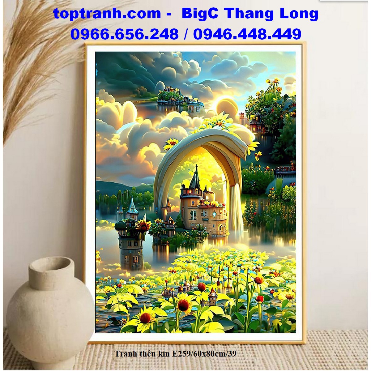 Tranh thêu chữ thập bình minh ở khu vườn cổ tích E259 chưa thêu