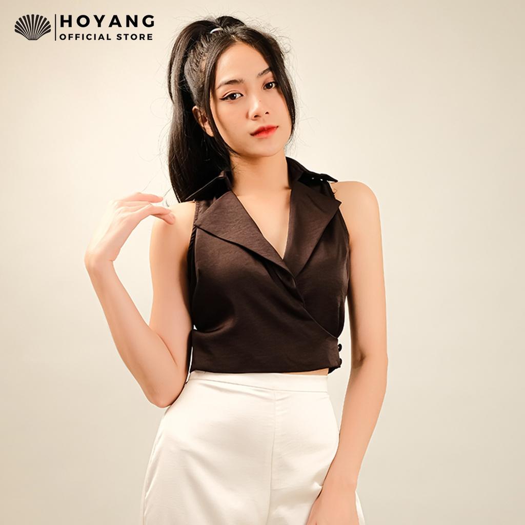 Áo Croptop Lụa Cổ Vest Thời Thượng HOYANG AHY56