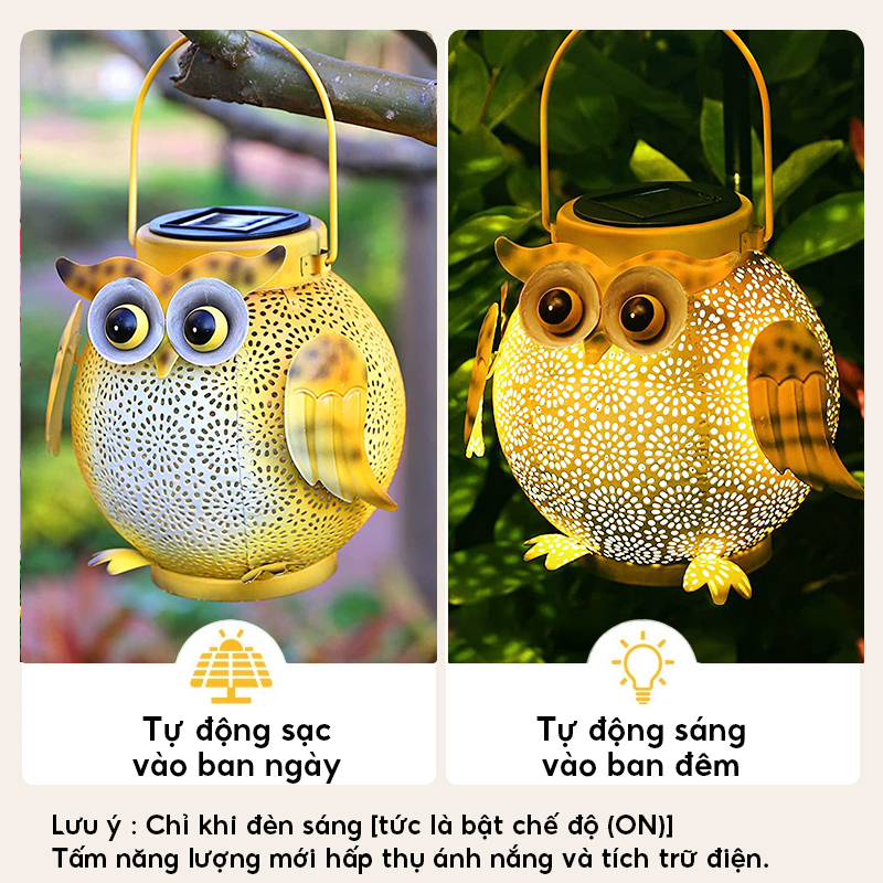 Đèn trang trí năng lượng mặt trời hình cú ngộ nghĩnh, tiết kiệm điện, bóng siêu sáng, chống thấm nước - DA3179