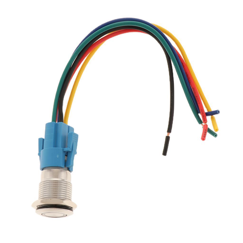 16mm 12V LED Ring Angel Eye LED Light Metal Push Button Toggle Switch Socket Plug Wire
