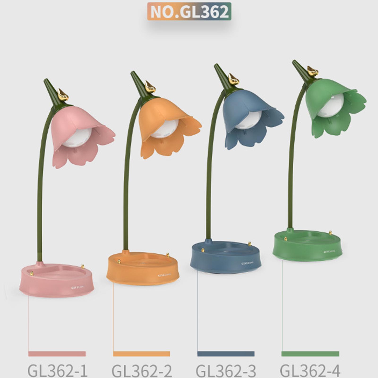 Desk Lamp for Kids - Flower LED Charging Table Lamp Eye Protection Small Desk Lamps for Reading,Study and Office, Adjustable Brightness