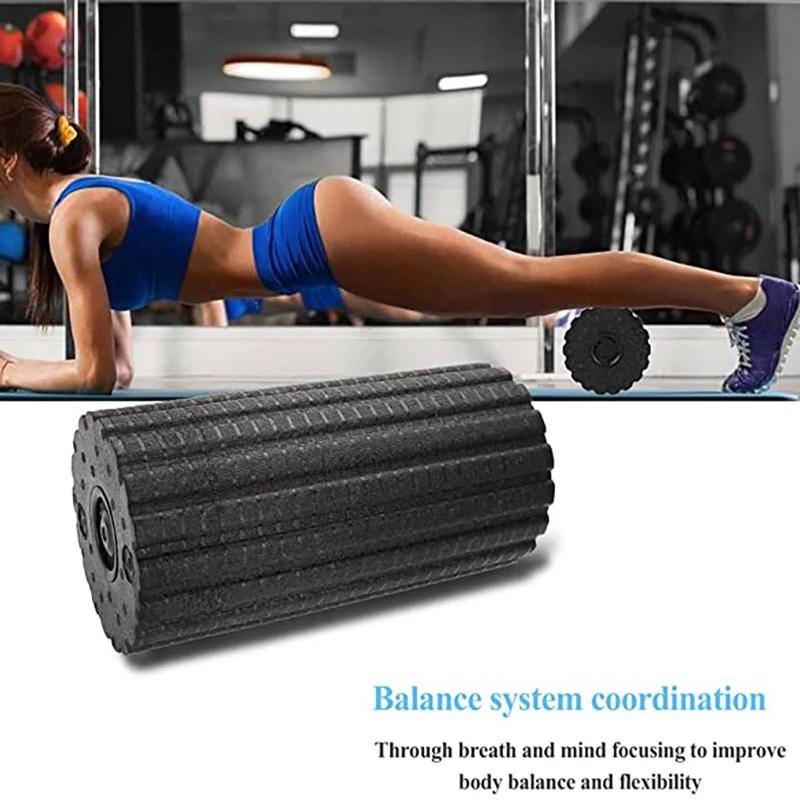 Điện rung massage bọt con lăn poam cột yoga có thể sạc lại điều chỉnh chân tựa Color: UK plug black
