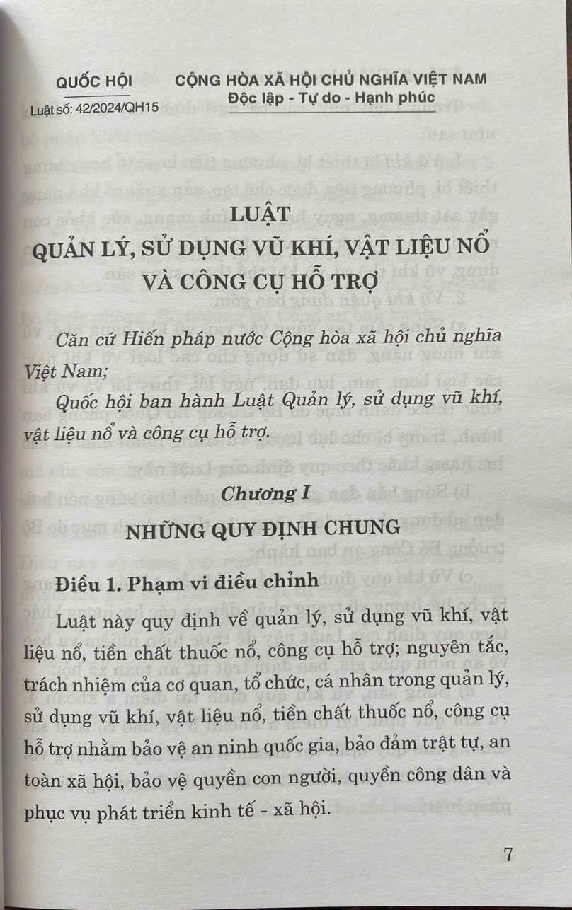 Luật Quản Lý, Sử Dụng V. ũ Khí, Vật Liệu Nổ Và Công Cụ Hỗ Trợ  Năm 2024