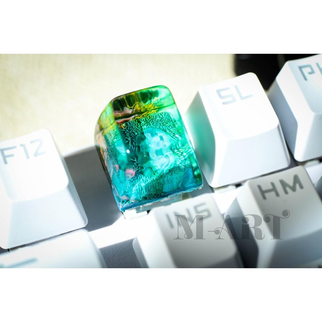 &quot;Nút Bàn Phím Cơ&quot; chủ đề Green Texture Xuyên Led - Green Texture resin keycap