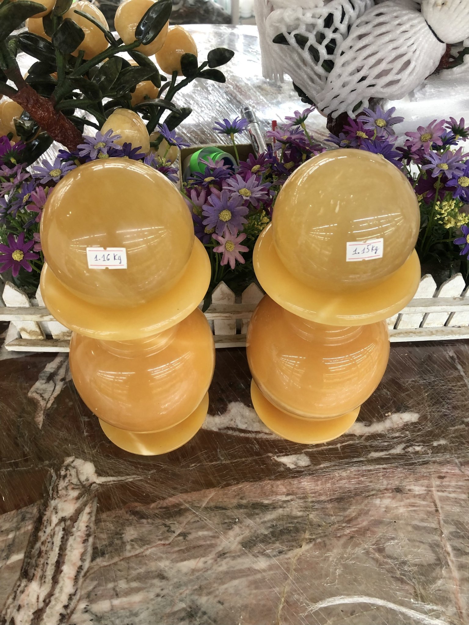 Bộ combo cặp Lục Bình Lọ Hoa kết hợp quả cầu phong thủy