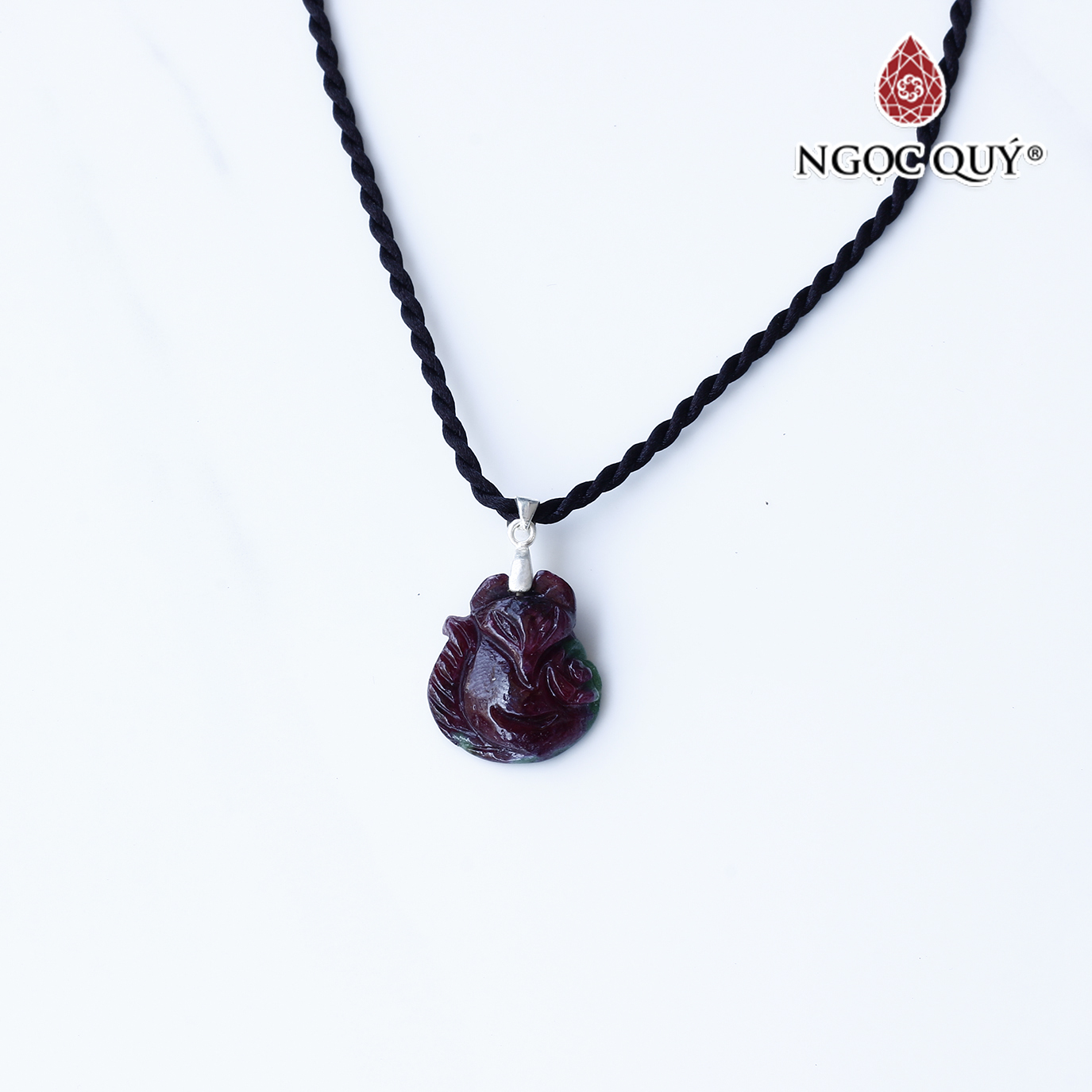 Mặt dây chuyền hồ ly 9 đuôi ruby 18x16mm mệnh hỏa, thổ - Ngọc Quý Gemstones