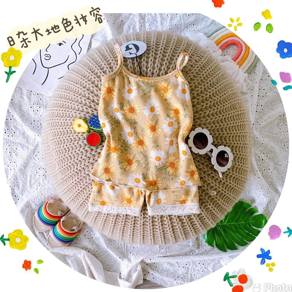 Đồ bộ bé gái bộ 2 dây cho bé vải thun cotton hoạ tiết siêu dễ thương mềm mát co giãn nhiều cho be 08-25kg