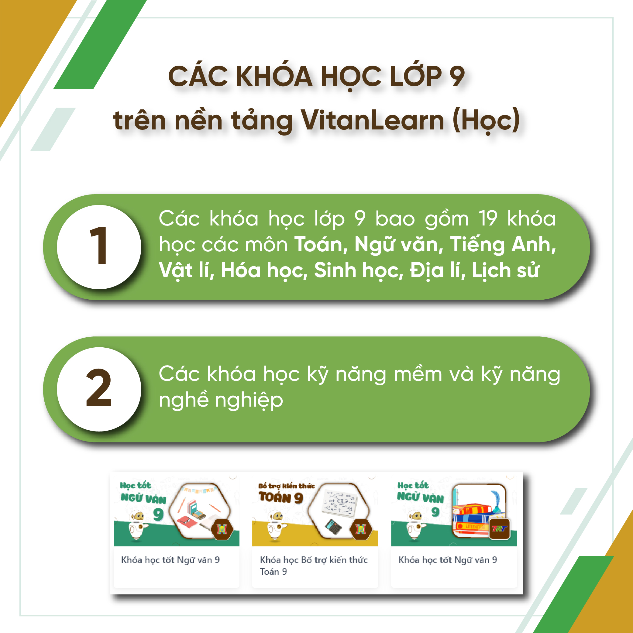 Bộ công cụ Học - Thi - Hướng nghiệp lớp 9, VitanEdu