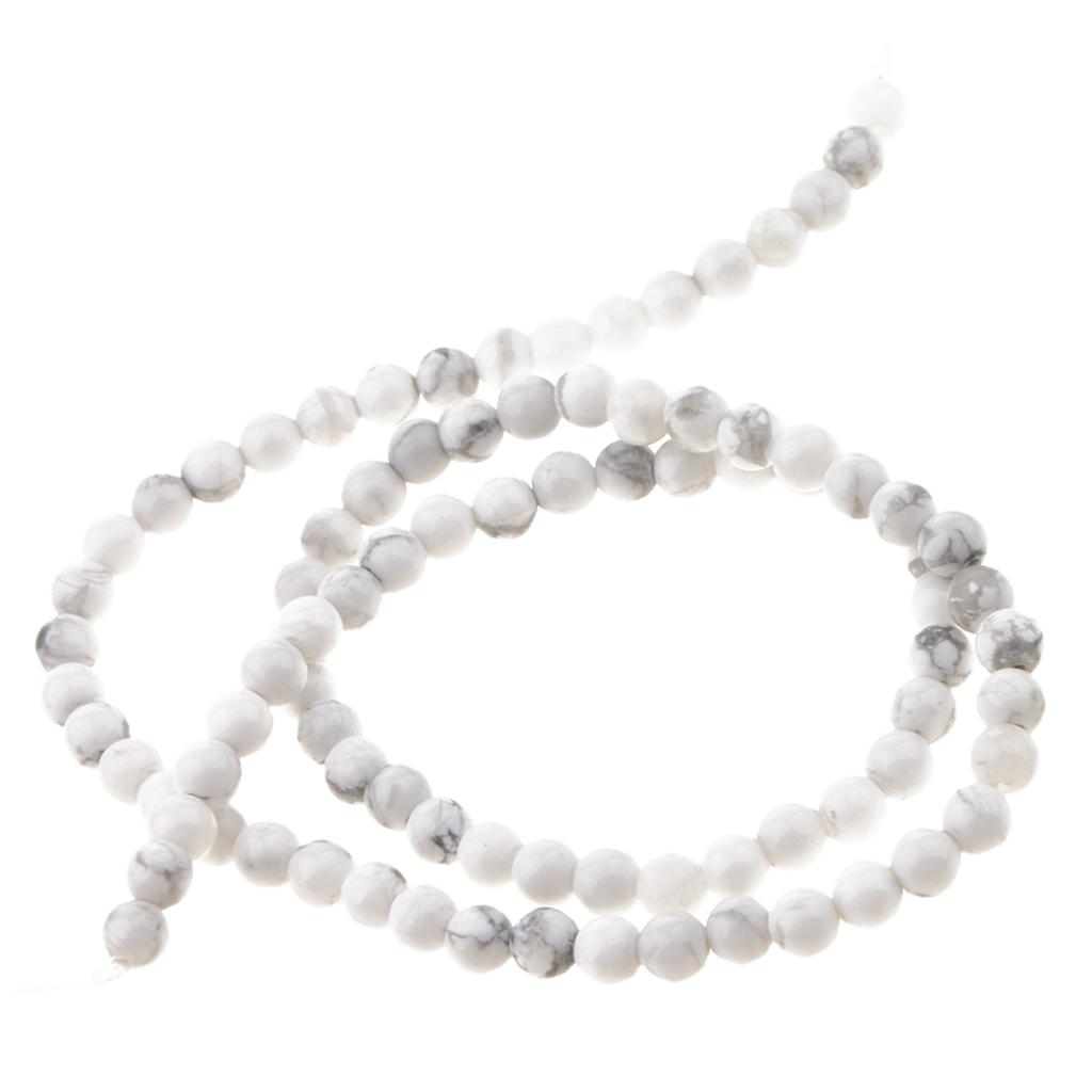 Natural White Howlite Gemstone Round Loose Beads for DIY Jewelry Making 4MM