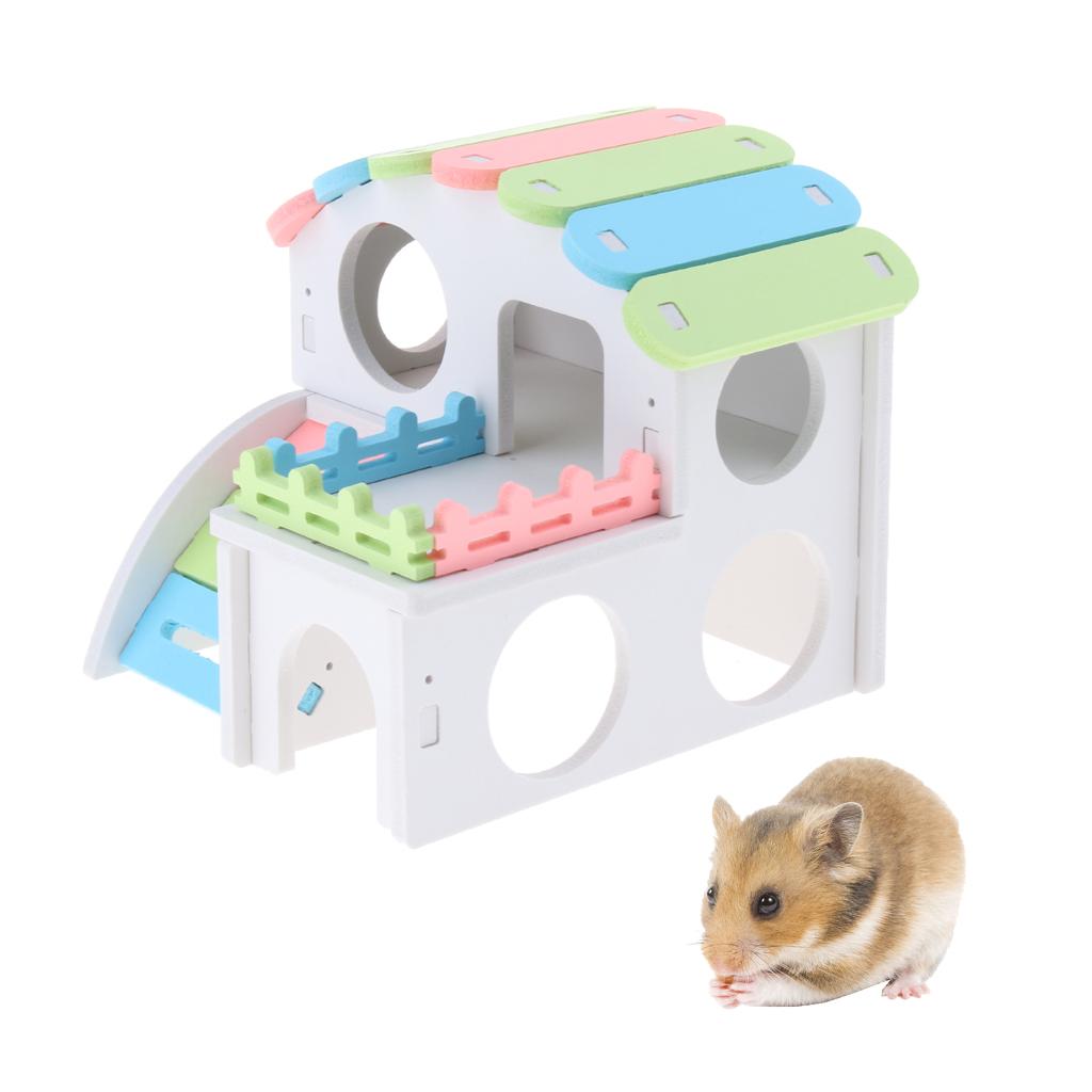 Pet Small Animal Hideout Hamster House Deluxe Wooden Hut Play Toys Rainbow