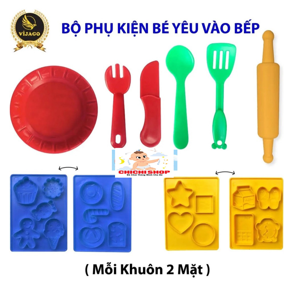 Bộ Đồ Chơi Nấu Ăn - Đất Nặn Bột Mì Chủ Đề Bé Yêu Vào Bếp Kèm Khuôn Và Phụ Kiện Cho Bé Thoải Sức Sáng Tạo Với Các Hình Ngộ Nghĩnh