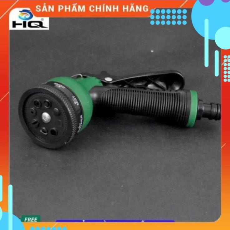 Vòi xịt rửa xe,Vòi phun nước tưới cây tăng áp thông minh 8 chế độ 815621-1 (cút vàng,nối xanh - dây vàng)