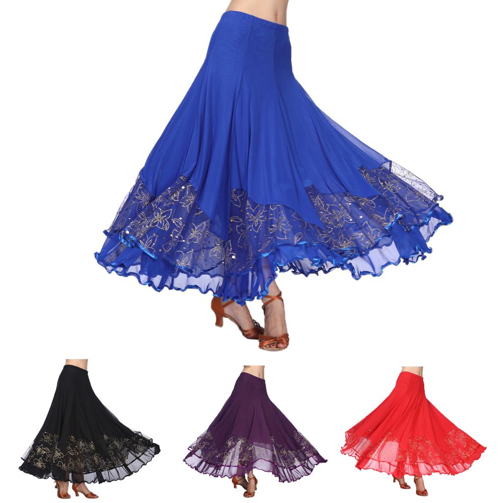 Women’s Flamenco Ballroom Dance Skirt Full Circle Swing Skirt Costume