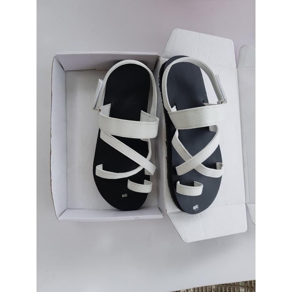 Dép sandal nữ đế đen quai trắng ,size 35 nữ đến 40 nữ,size khác ib chọn thêm