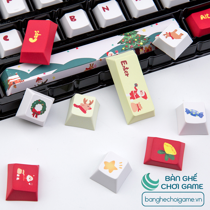 Bộ keycap bàn phím cơ Newmen Christmas PBT Dye-sub 123 keys - hàng chính hãng