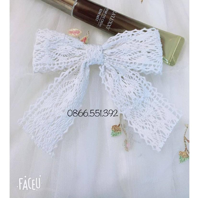 Kẹp Tóc Nơ Ren Cao Cấp Dày Dặn Bản To
