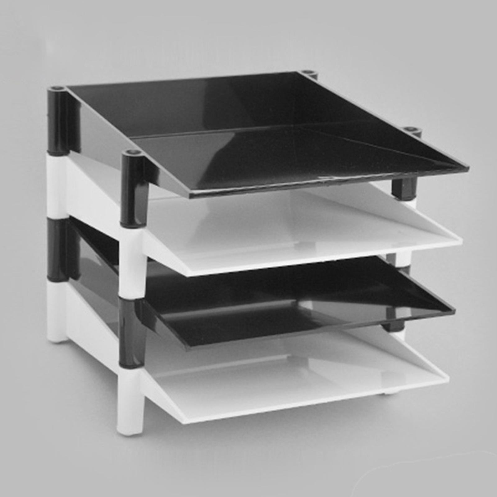 File Document Holder Paper Shelves Sorter Stackable Black