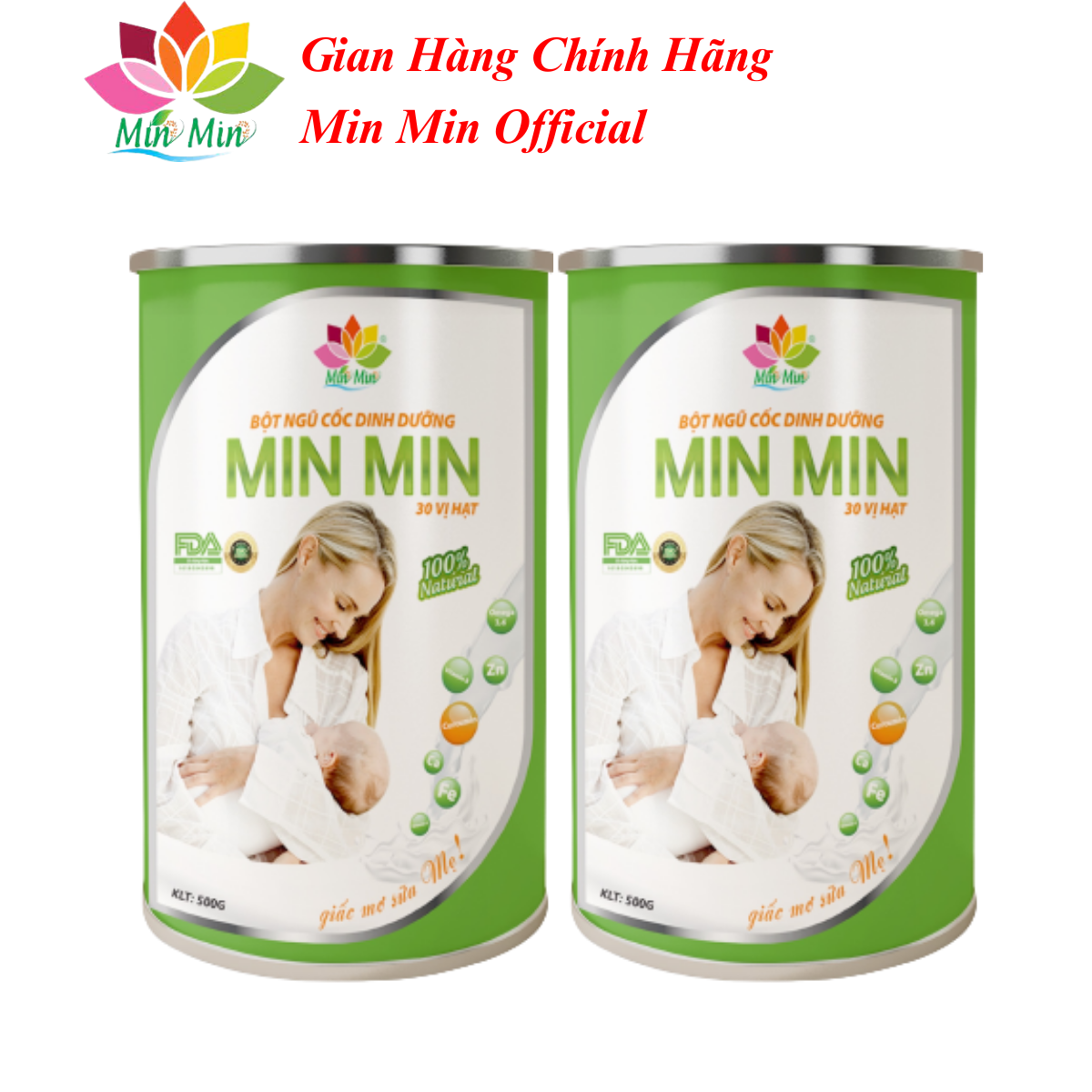 COMBO 2 Hộp 1Kg Ngũ Cốc Cao Cấp Lợi Sữa Min Min 30 Hạt - Chuyên Lợi Sữa và Phụ Hồi Sức Khỏe Sau Sinh (1 Hộp 500Gr)